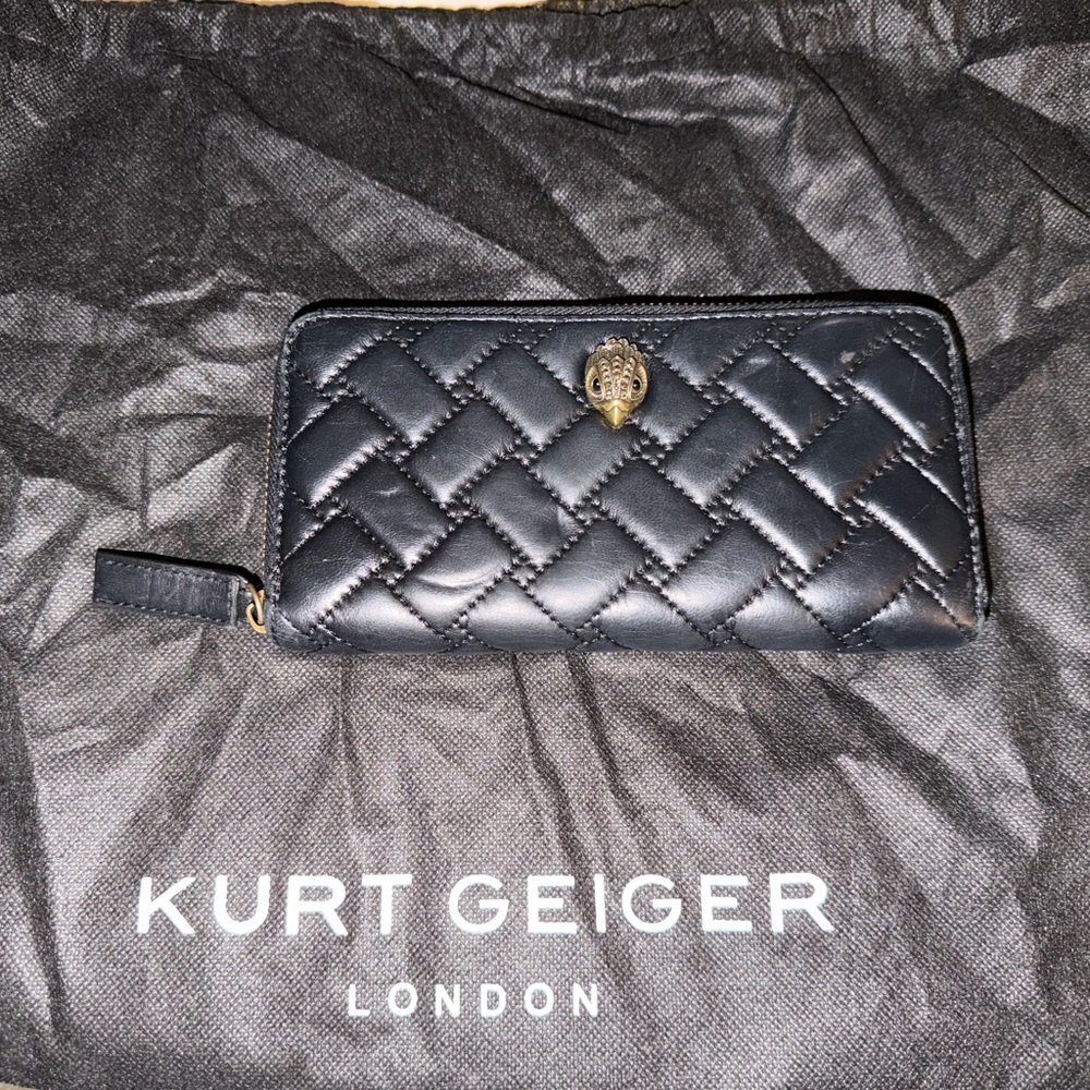 Kurt Geiger Black Quilted Zip Wallet